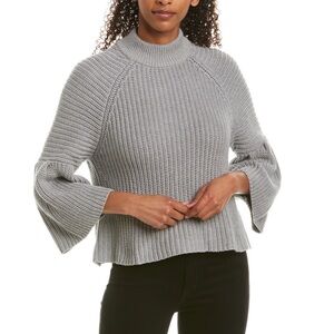 Autumn Cashmere Gray ribbed flare sleeve Sweater